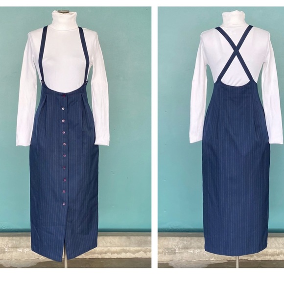 Vintage denim pinafore dress - Picture 1 of 12